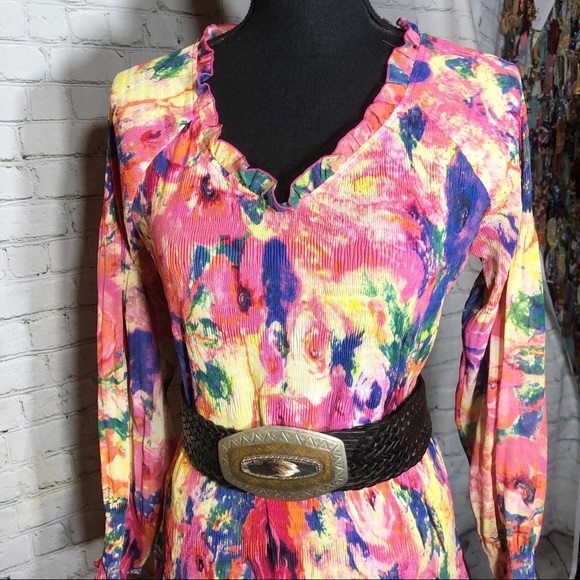 Rossi Roma Floral Crinkle Dress made in Italy - Picture 3 of 12